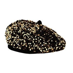 Sequin Beret in Black & Gold 💛🖤